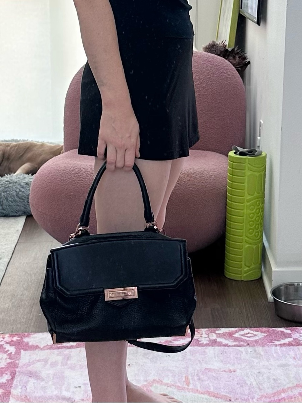 Alexander Wang Black Leather Crossbody Bag with Rose Gold Hardware